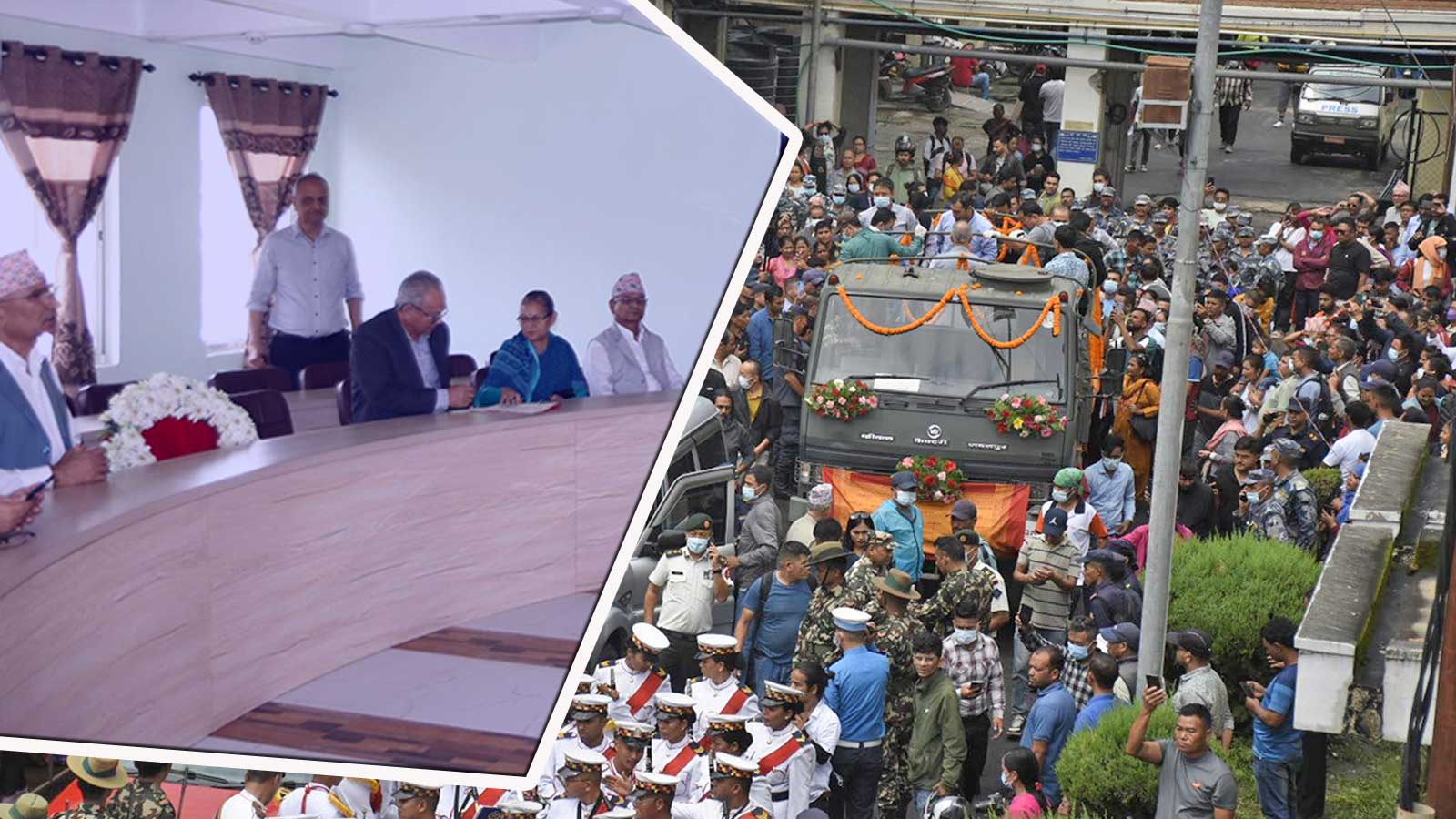 एमालेको सचिबालय वैठकः नेम्वाङ वस्ने कुर्सीमा माला
