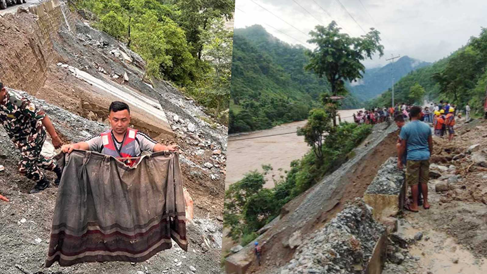 बेपत्ता बसको खोजी गर्दा यात्रुको ट्राउजर र बसको पर्दा भेटियो