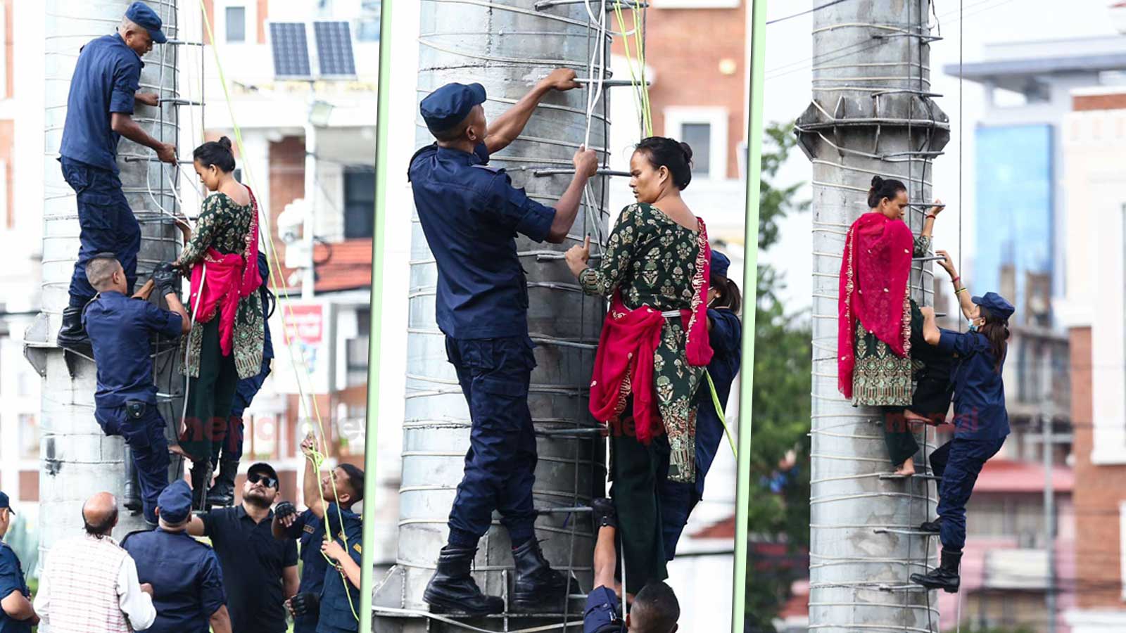 लिभिङ टुगेदरमा बसेको केटाले विवाह गर्न नमानेपछि आत्महत्या गर्न पोलमा चढेकी महिलालाई प्रहरीले बचायो