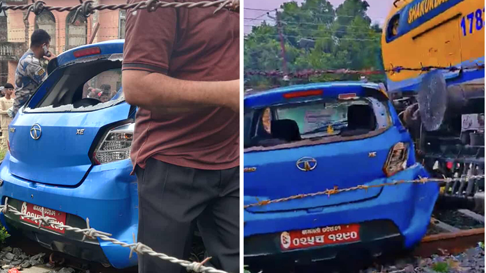 जनकपुरको थापा चोकमा रेलमा कार ठोक्कियो