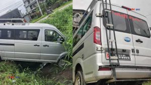 पाथीभरा दर्शन गरेर फर्किँदै गर्दा झापामा इभी भ्यान दुर्घटना, ९ जना घाइते