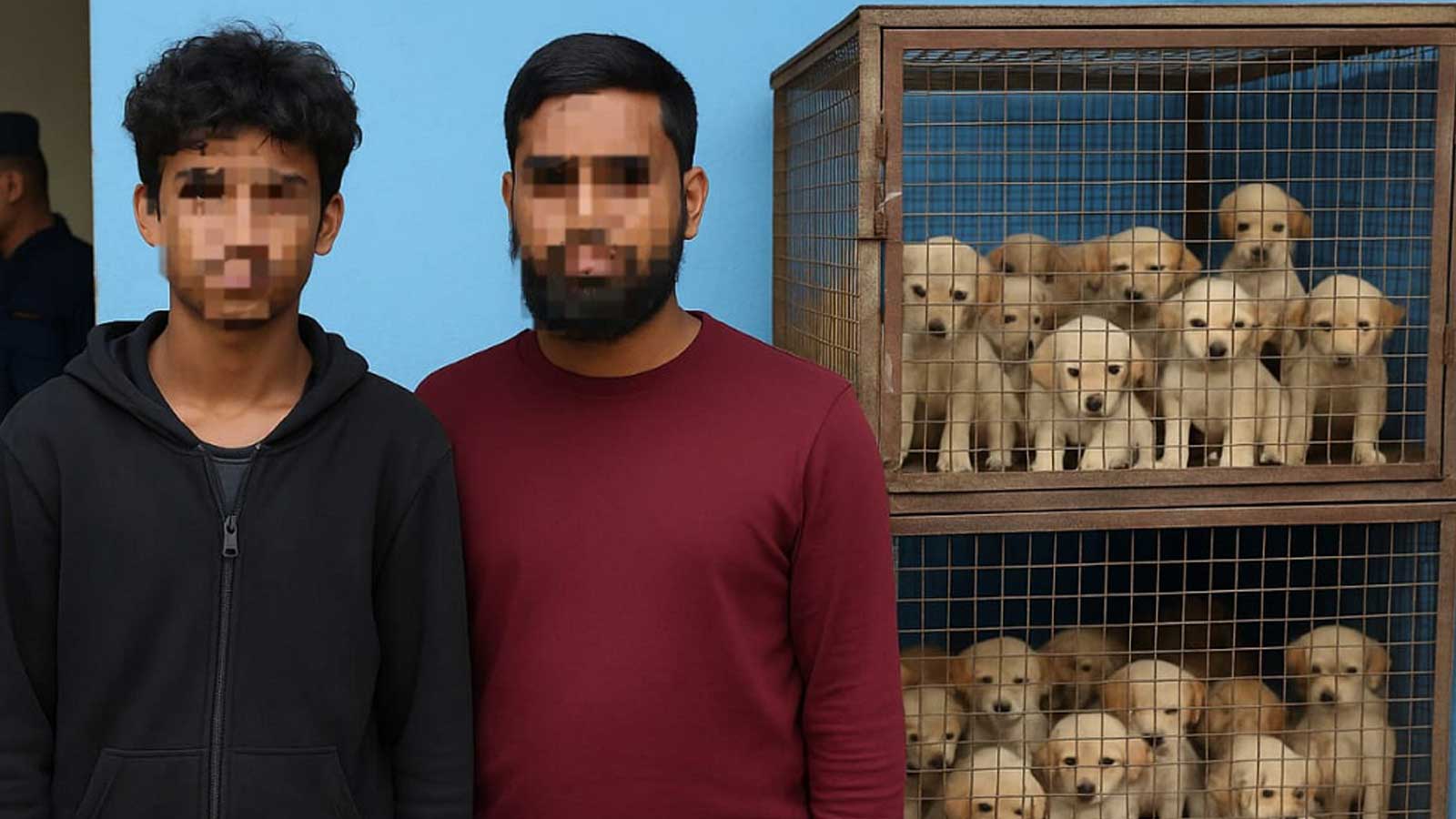 ३३ वटा कुकुरका छाउरा फलामे पिँजडामा थुनेर राख्ने दुई भारतीय नागरिक पक्राउ