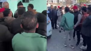 इश्वर पक्षमा खुलेका कर्ण थापालाई एमाले मुख्यालयमा केपी ओलीकै अगाडि धक्कामुक्की