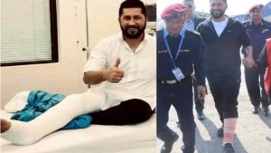 दाहिनेमा प्लास्टर, देब्रेमा ब्याण्डेजः रविको खुट्टामा चोट कि राजनीतिक नाटक?