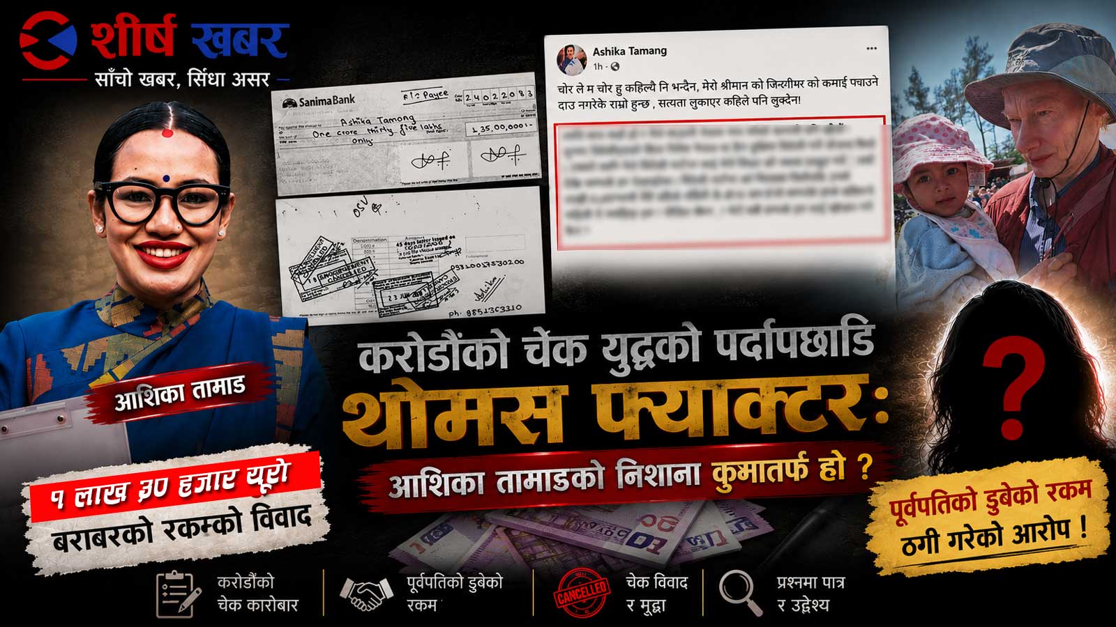 आशिका तामाङले कुस्मा वुढाथोकीमाथि १ लाख ३० हजार यूरो ठगी गरेको आरोप लगाएकी हुन ?