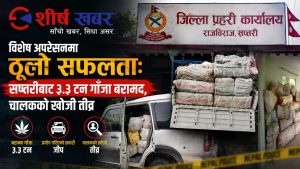 सप्तरीमा ३३ क्विन्टलभन्दा बढी गाँजा बरामदः तीन सवारीसाधन नियन्त्रणमा, चालक फरार