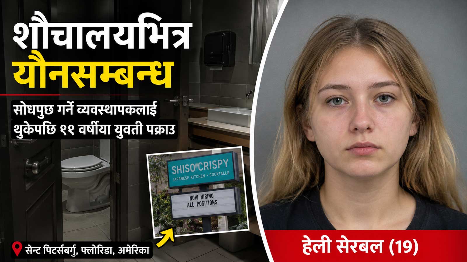 रेस्टुरेण्टको शौचालयमा यौनसम्बन्ध राखेको आरोपपछि विवादः व्यवस्थापकमाथि थुकेको अभियोगमा १९ वर्षीया युवती पक्राउ